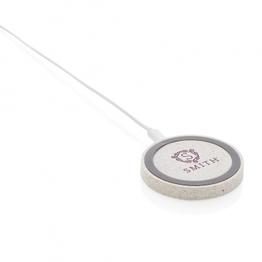 Logo trade promotional item photo of: Wheat Straw 5W round wireless charging pad