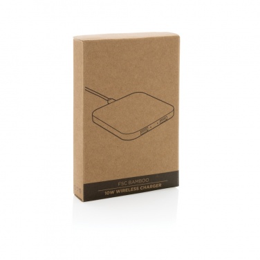 Logotrade corporate gift picture of: Bamboo 10W wireless charger with USB