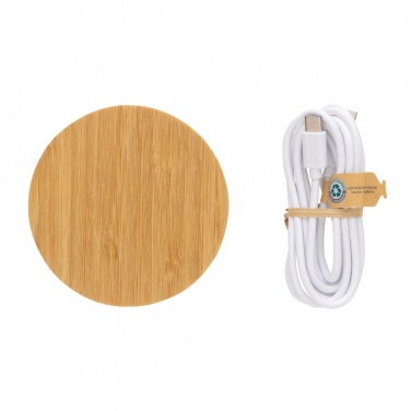Logo trade corporate gift photo of: Bamboo 15W wireless charger