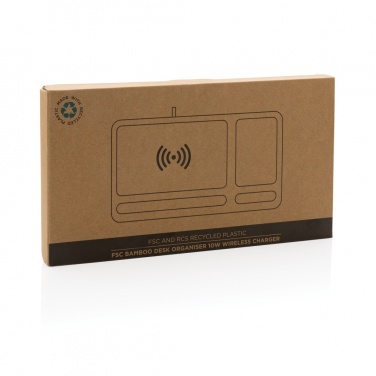 Logo trade promotional merchandise picture of: Bamboo desk organiser 10W wireless charger