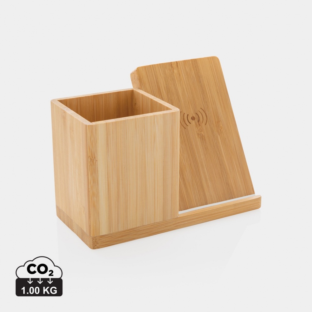 Logo trade promotional gift photo of: Calgary bamboo 10W wireless charger