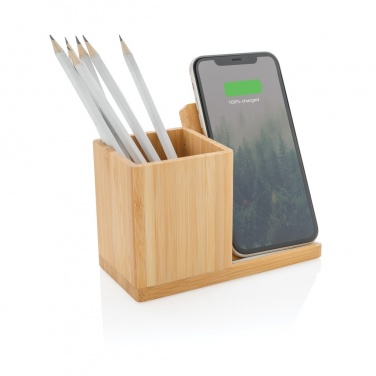 Logo trade promotional giveaways image of: Calgary bamboo 10W wireless charger