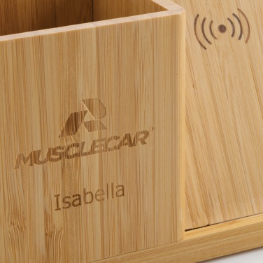 Logo trade promotional products picture of: Calgary bamboo 10W wireless charger