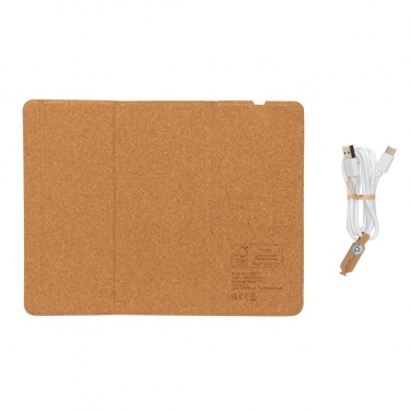 Logo trade promotional merchandise photo of: 10W wireless charging cork mousepad and stand