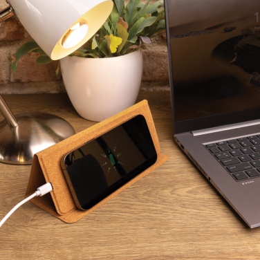 Logo trade promotional items picture of: 10W wireless charging cork mousepad and stand