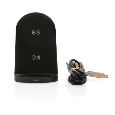 Logo trade promotional merchandise image of: RCS recycled plastic double coil wireless stand 15W