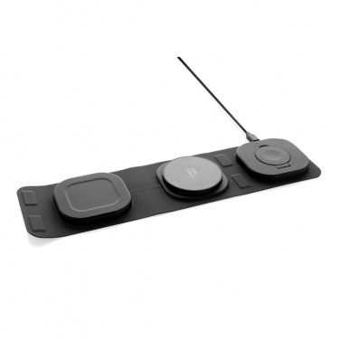 Logo trade promotional products image of: Swiss Peak RCS rplastic 3-in-1 wireless 15W travel charger