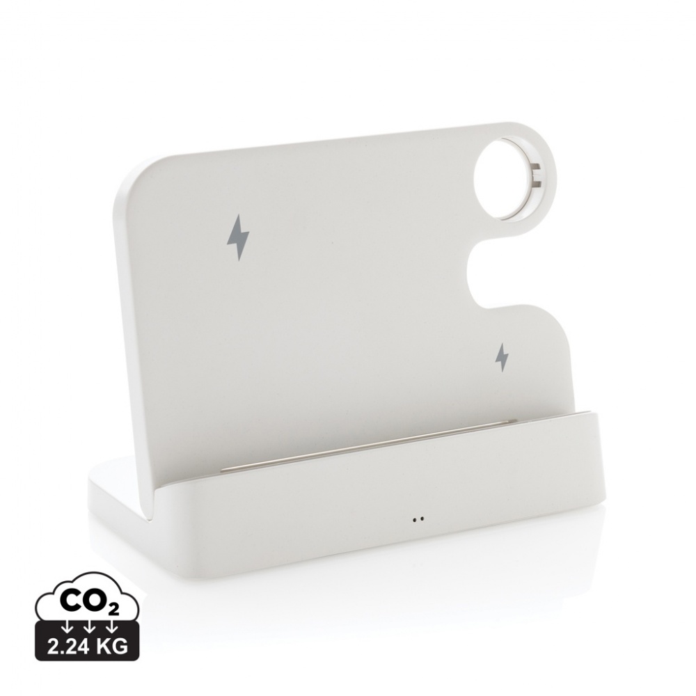 Logo trade business gift photo of: Joltz RCS recycled plastic dual 15W charger with iWatch slot