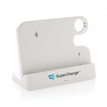 Logo trade promotional products image of: Joltz RCS recycled plastic dual 15W charger with iWatch slot