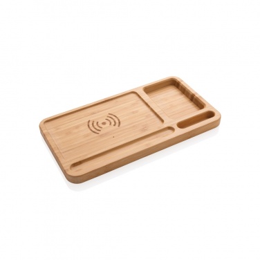 Logo trade advertising product photo of: Bamboo desk organiser 5W wireless charger