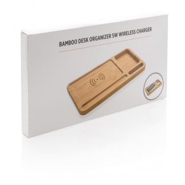 Logotrade business gift image of: Bamboo desk organiser 5W wireless charger