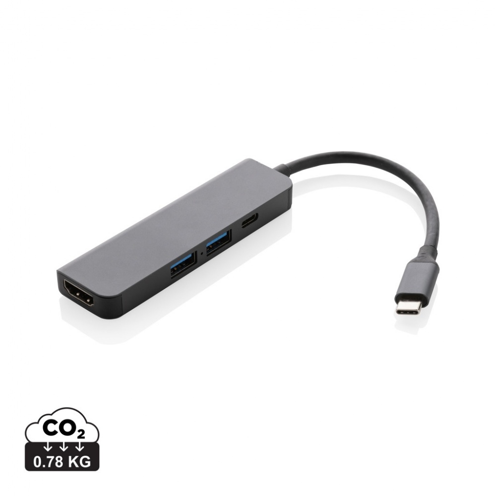 Logotrade business gift image of: Terra RCS recycled aluminum hub with HDMI input