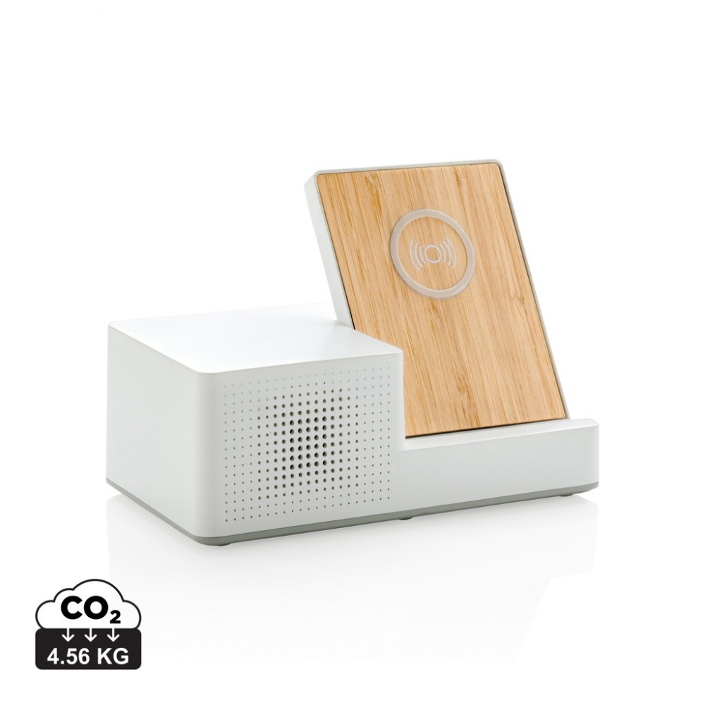 Logo trade advertising products image of: Ontario 5W wireless charger with speaker