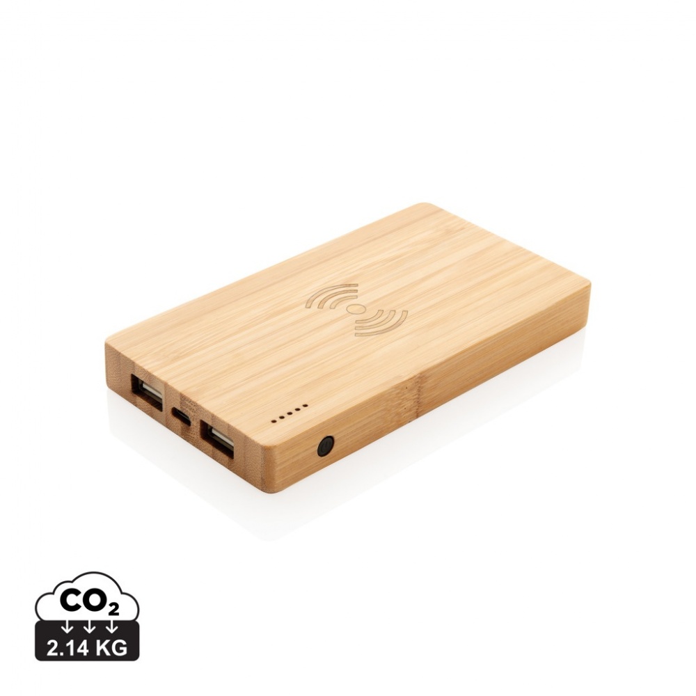 Logo trade promotional merchandise picture of: Bamboo 4.000 mAh wireless 5W Powerbank