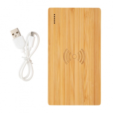 Logo trade promotional products picture of: Bamboo 4.000 mAh wireless 5W Powerbank