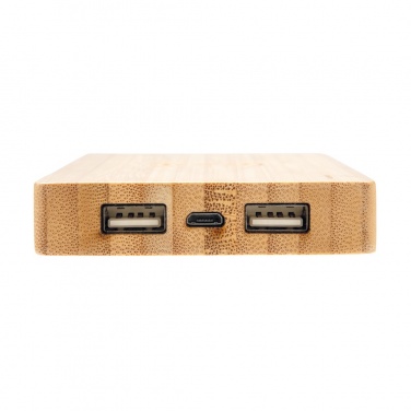 Logo trade corporate gifts image of: Bamboo 4.000 mAh wireless 5W Powerbank