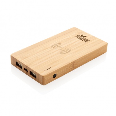 Logo trade advertising products picture of: Bamboo 4.000 mAh wireless 5W Powerbank