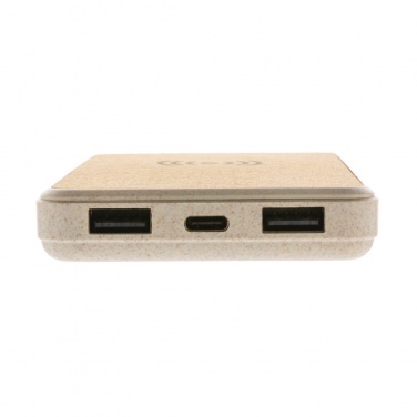 Logo trade promotional merchandise image of: Cork and Wheat Straw 8.000 mAh 5W wireless powerbank
