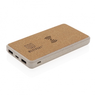 Logotrade promotional merchandise picture of: Cork and Wheat Straw 8.000 mAh 5W wireless powerbank
