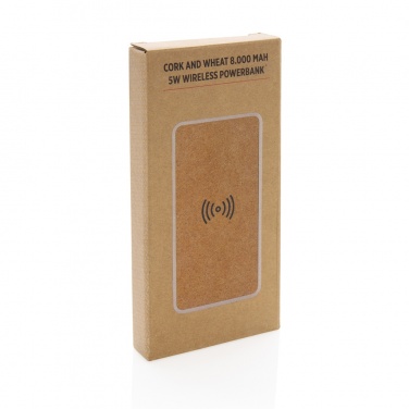 Logotrade business gift image of: Cork and Wheat Straw 8.000 mAh 5W wireless powerbank