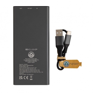 Logo trade business gifts image of: Terra RCS recycled 18W aluminium 10000 powerbank 10W