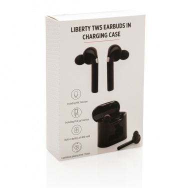Logo trade business gifts image of: Liberty wireless earbuds in charging case