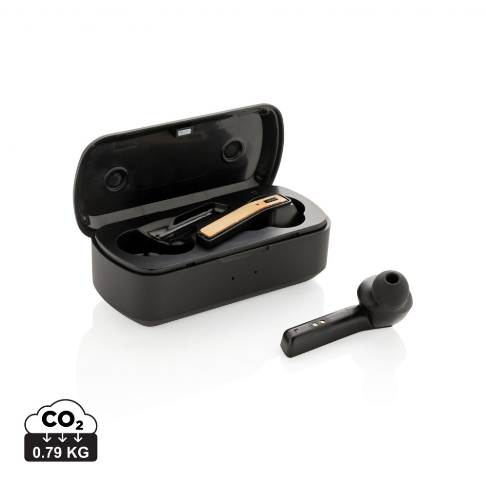 Logotrade promotional giveaway image of: Bamboo Free Flow TWS earbuds in case