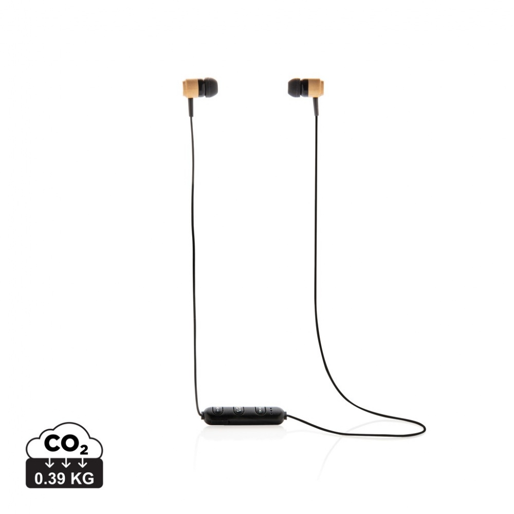 Logo trade corporate gift photo of: Bamboo wireless earbuds