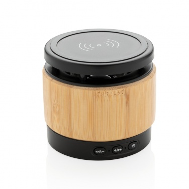Logotrade business gifts photo of: Bamboo wireless charger speaker