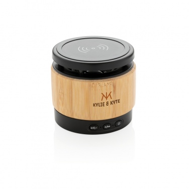 Logotrade promotional item picture of: Bamboo wireless charger speaker