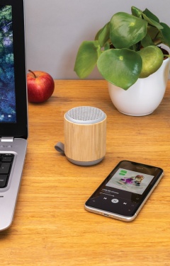 Logotrade advertising product image of: Bamboo and fabric 3W wireless speaker