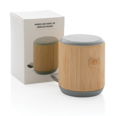 Logo trade promotional product photo of: Bamboo and fabric 3W wireless speaker