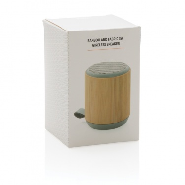 Logo trade promotional giveaway photo of: Bamboo and fabric 3W wireless speaker