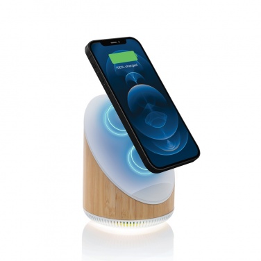 Logo trade promotional gift photo of: Ovate bamboo 5W speaker with 15W wireless charger