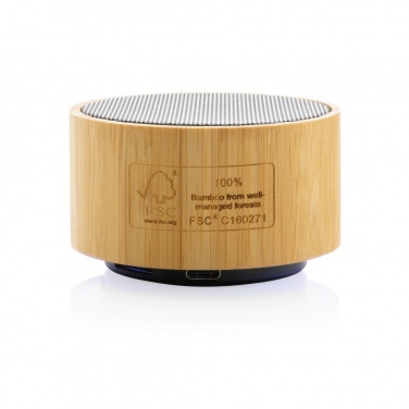 Logo trade corporate gifts image of: RCS recycled plastic and bamboo 3W wireless speaker