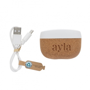 Logotrade promotional product image of: Oregon RCS recycled plastic and cork TWS earbuds