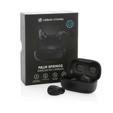 Logo trade promotional merchandise image of: Urban Vitamin Palm Springs RCS rplastic ENC earbuds