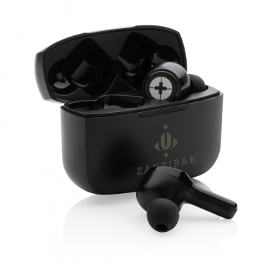 Logo trade business gifts image of: RCS recycled plastic Swiss Peak ANC TWS earbuds