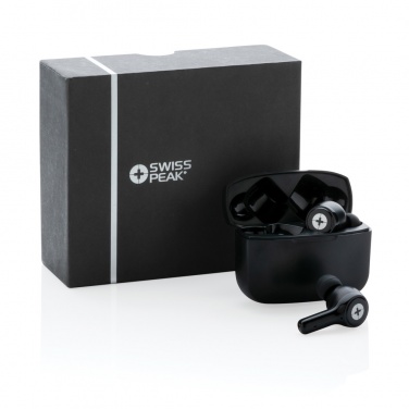 Logo trade advertising product photo of: RCS recycled plastic Swiss Peak ANC TWS earbuds
