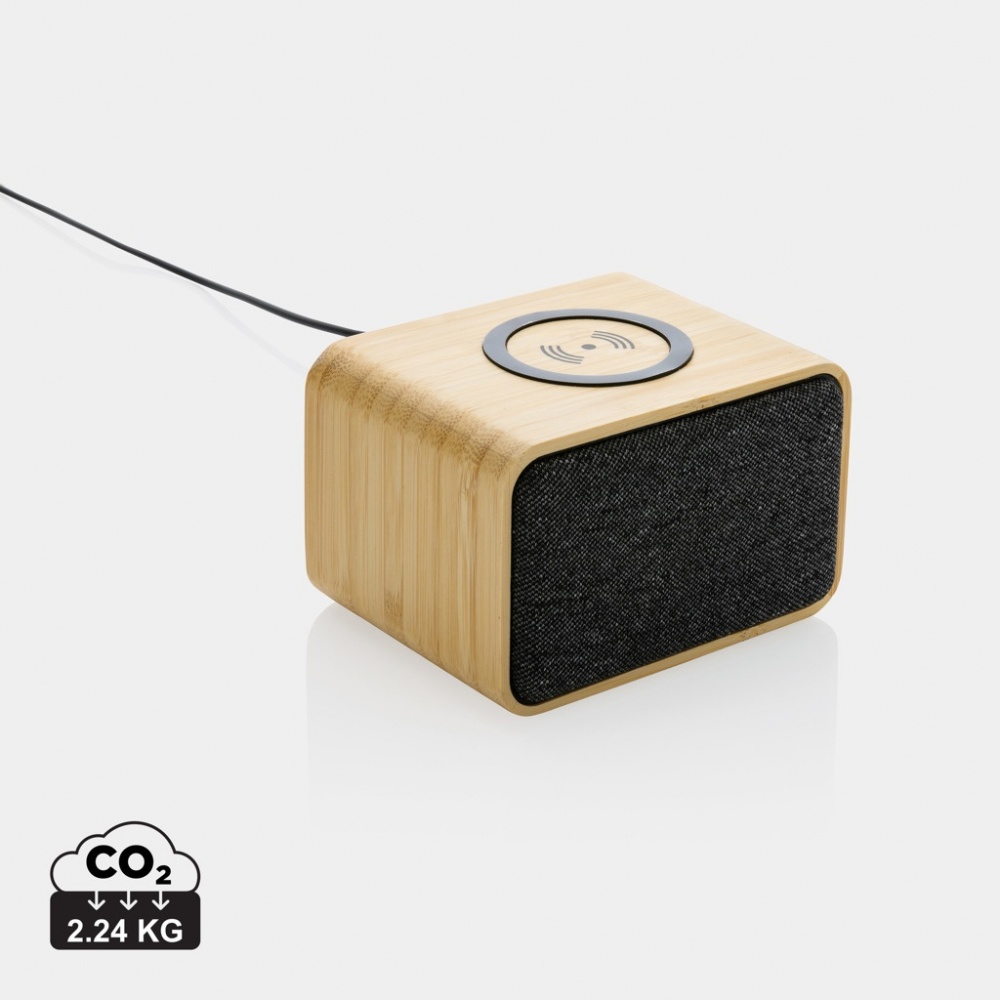 Logotrade promotional items photo of: RCS Rplastic 3W speaker with bamboo 5W wireless