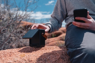 Logotrade promotional giveaways photo of: Skywave RCS recycled plastic solar speaker 12W