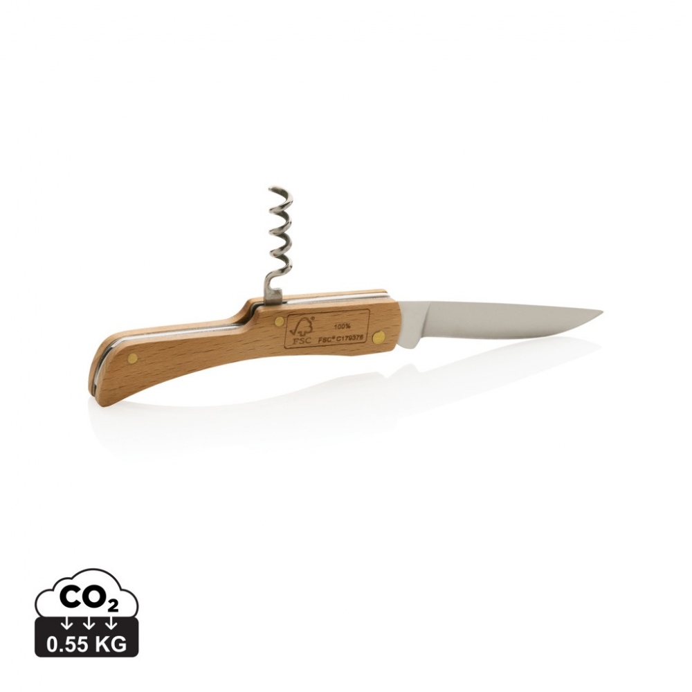 Logo trade promotional item photo of: Wooden knife with bottle opener