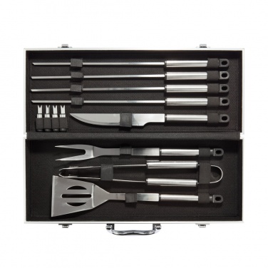 Logo trade promotional merchandise picture of: 12 pcs barbecue set in aluminium box