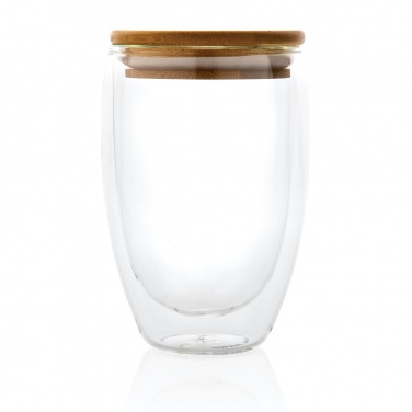 Logotrade promotional products photo of: Double wall borosilicate glass with bamboo lid 350ml