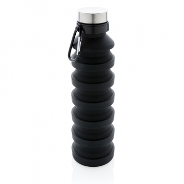 Logo trade promotional products image of: Leakproof collapsible silicone bottle with lid
