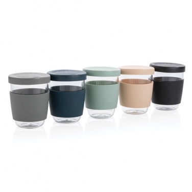 Logo trade business gifts image of: Ukiyo borosilicate glass with silicone lid and sleeve