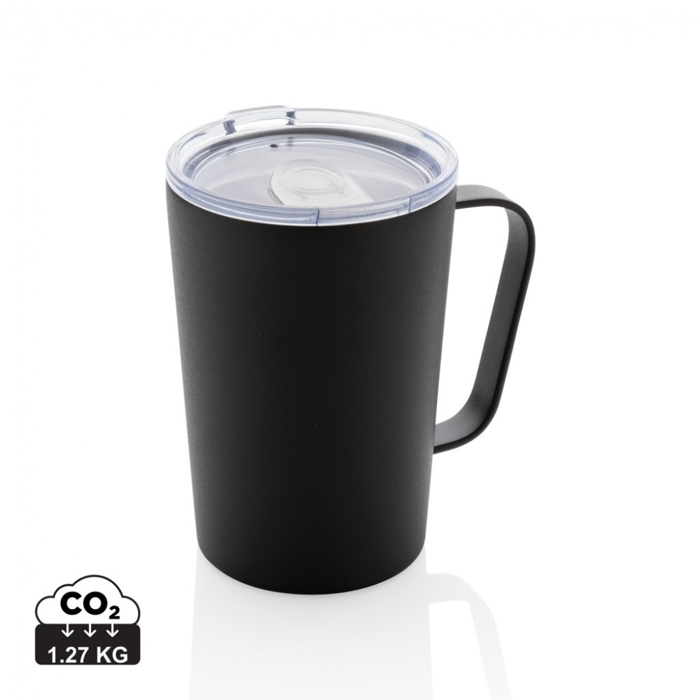 Logo trade promotional merchandise photo of: RCS Recycled stainless steel modern vacuum mug with lid