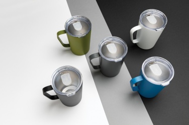 Logo trade corporate gifts image of: RCS Recycled stainless steel modern vacuum mug with lid