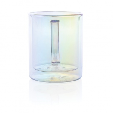 Logo trade promotional gifts picture of: Deluxe double wall electroplated glass mug