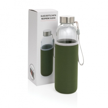 Logo trade business gifts image of: Glass bottle with neoprene sleeve